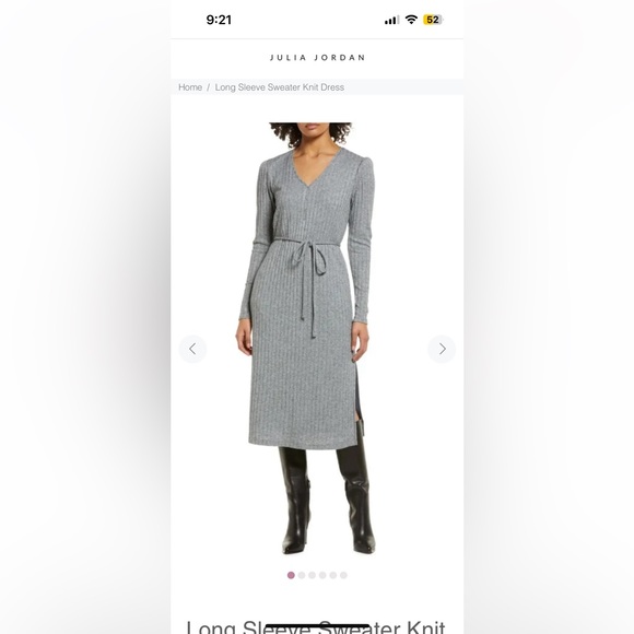 JULIA JORDAN Long Sleeve Sweater Knit Dress - Gray - SOLD OUT ONLINE - Picture 8 of 14